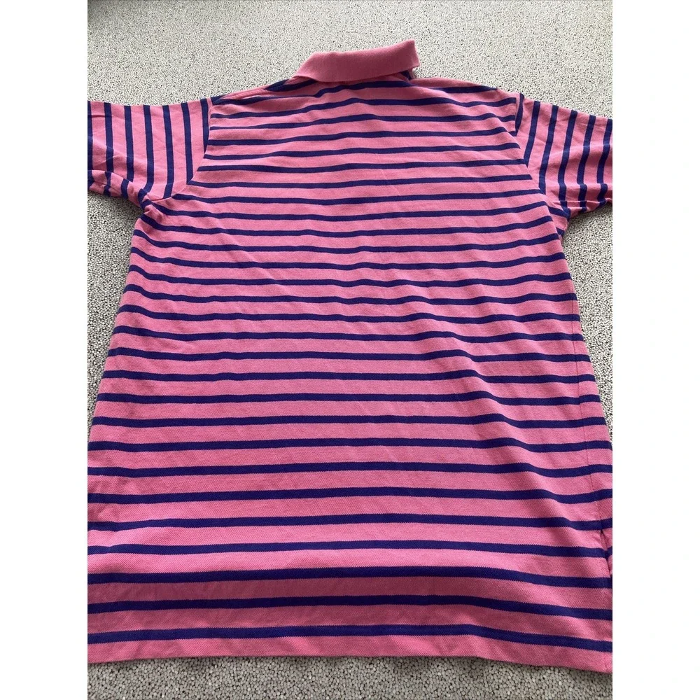Vintage Polo Ralph Lauren The Big Shirt Size Large Pink Navy Blue Stripe Pony